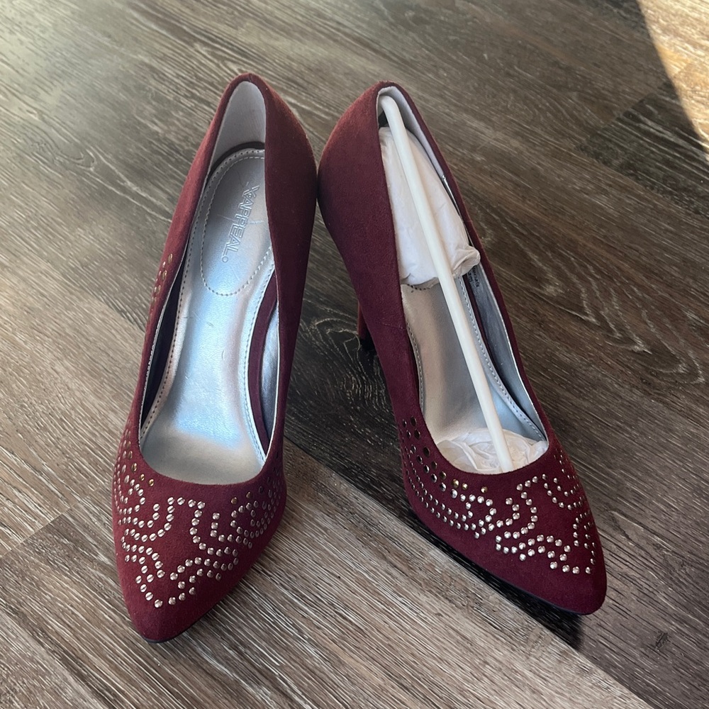 Xappeal Burgundy Studded Heels